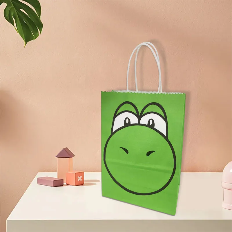 Super Mario Cartoon Tote Gift Bag Handbag Kraft Paper Party Cartoon Anime Character Mario Yoshi Party Supplies Birthday Gifts