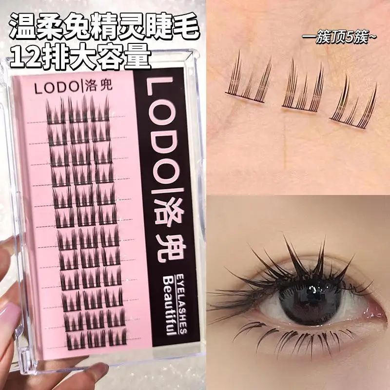 

LODO12 Row Rabbit Elf Comic False Eyelashes Natural Simulation Single Cluster Segmented Lazy False Eyelashes