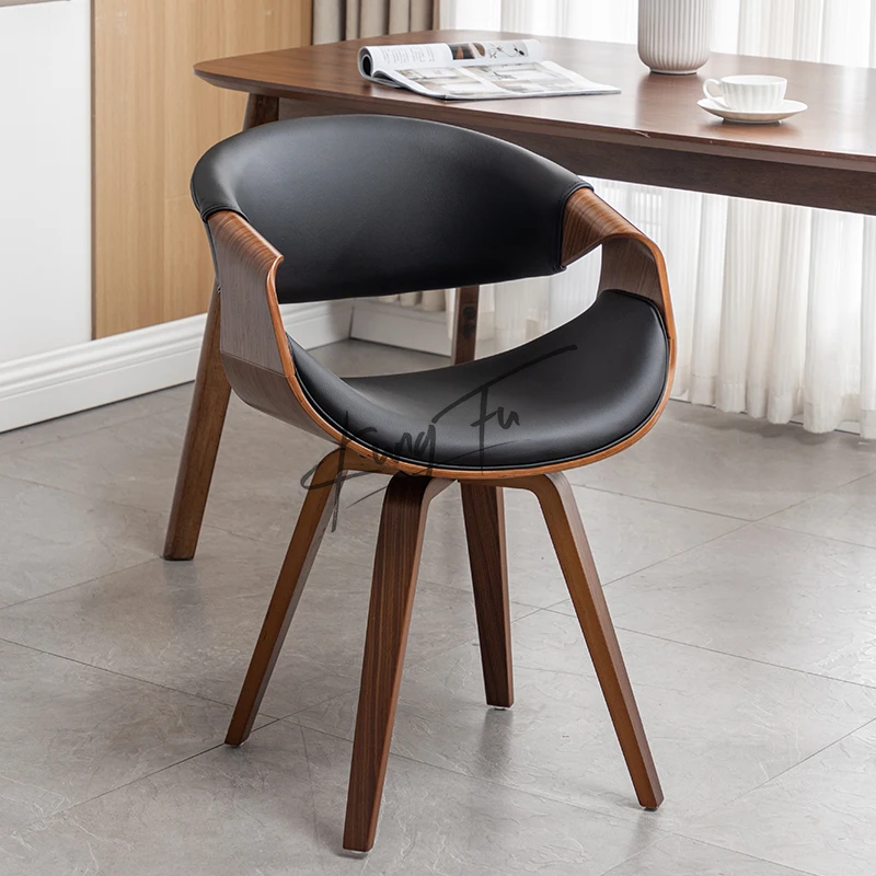 Minimalist Dining Chair Home Solid Wood Stool Balcony Leisure Writing Backrest Makeup Chair Swivel