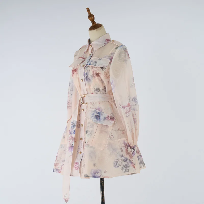 

Autumn 2025 New Workwear Sle Printed irt Dr High Waist Fairy Skirt Long Sve Street Faion Thiened Cotton Material