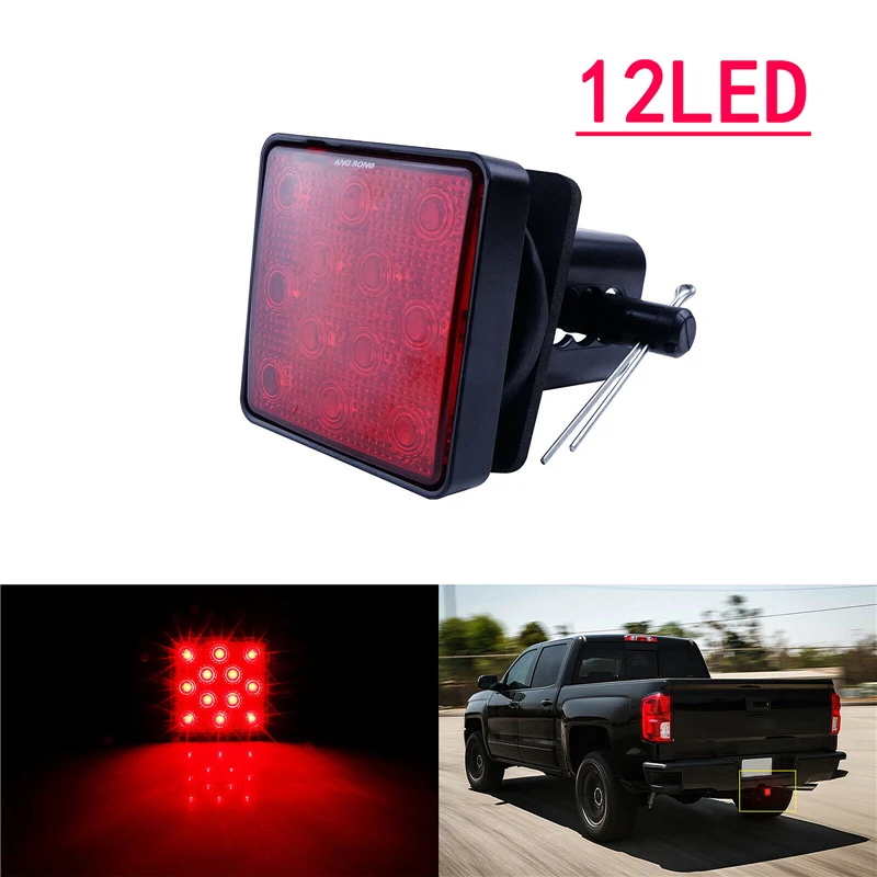 2 Inch Trailer Hitch Receiver Cover 15 LED Brake Led Lights Tube Cover 4 Pin Car Signal Lamp Warning Strobe Light