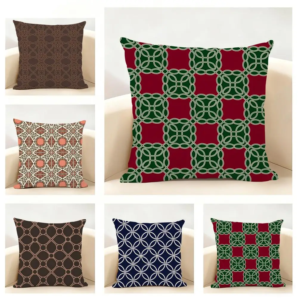 Chinese Style Copper Coin With Circular Patterns Cushion Cover Linen Pillowcase Soft  for Sofa Bed Home Room Decor