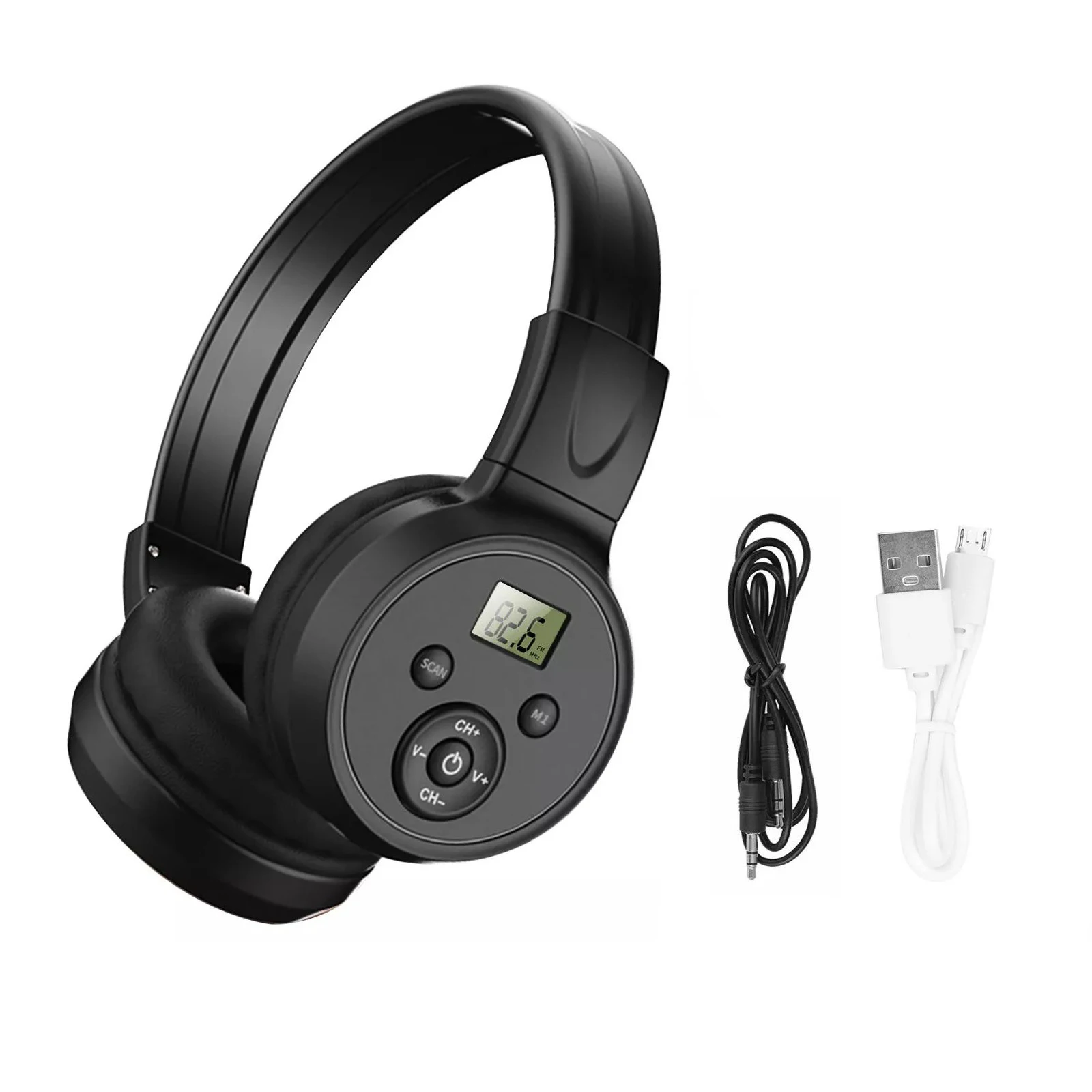 Portable Rechargeable FM Digital Radio Receiver Headphone Foldable Audio Headset 3.5mm Audio Hardware Interface