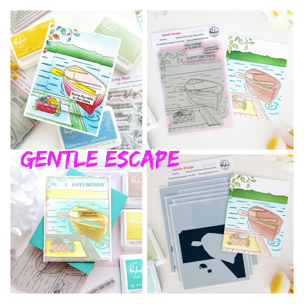 Pinkfresh Gentle Escape Layering Stencils Reusable Silicone Stamps Set Crafts Template DIY Drawing Scrapbooking Greeting Card