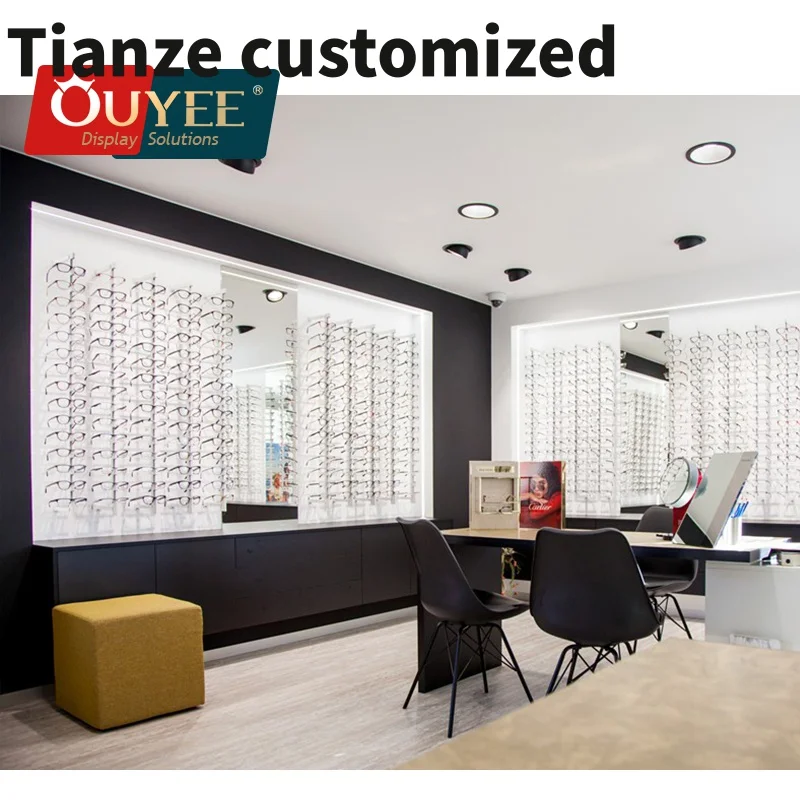 

Customized-Modern Shop Furniture Wall Mounted Optical Frames Shop Eyewear Showcase Glass Display Cabinet Sunglasses Display Stan