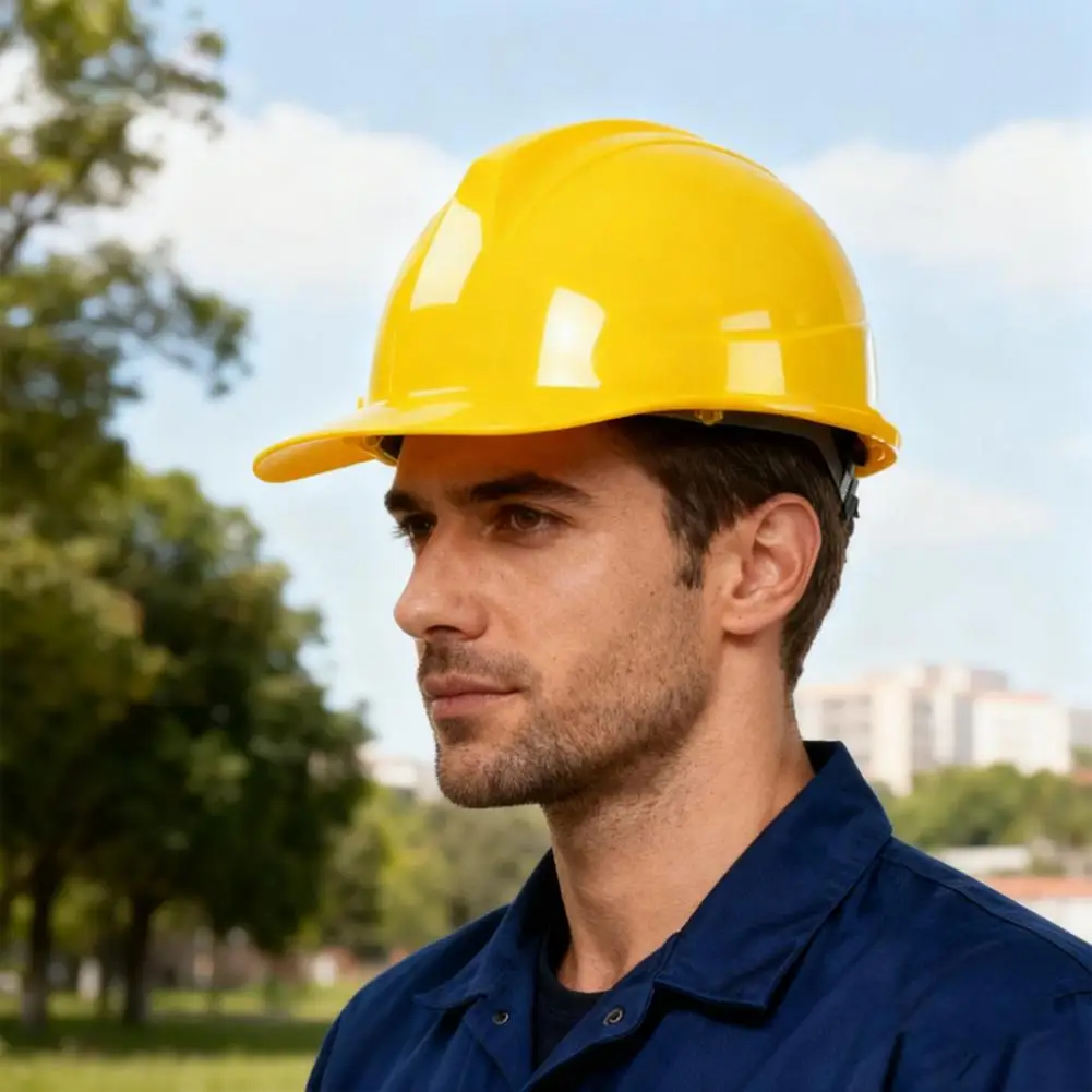 Men Construction Security Helmet with Ventilation System Adjustable 6-Point Ratchet Suspension Work Helmet ABS Hard Hat
