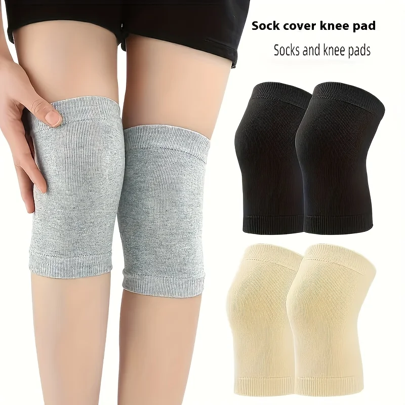 1Pair Thermal Sock Sleeve Knee Pads - Autumn/Winter Cold Weather Protection for Sports, Cycling, Dancing