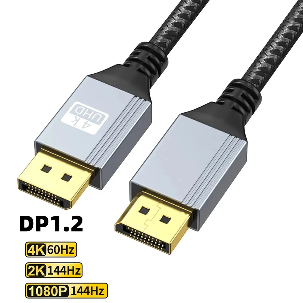 Display Port Cable Gold-Plated DP to DP1.4 8K@60Hz, DP1.2 4K@60Hz Video Audio Cable for Gaming Monitor Laptop PC Graphics Card