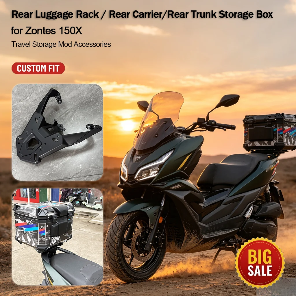 Motorcycle Rear Luggage Carrier Thickened Trunk Base Plate For Zontes 150X ZT150T-X Scooter Top Box Bracket Mod Parts