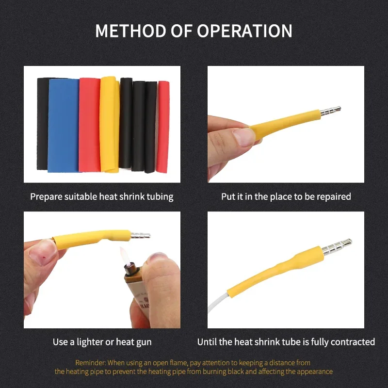 164 قطعة أنبوب الانكماش الحراري التغطيه أنابيب مجموعة متنوعة اتصال كهربائي سلك كهربائي التفاف كابل مقاوم للماء انكماش 2:1