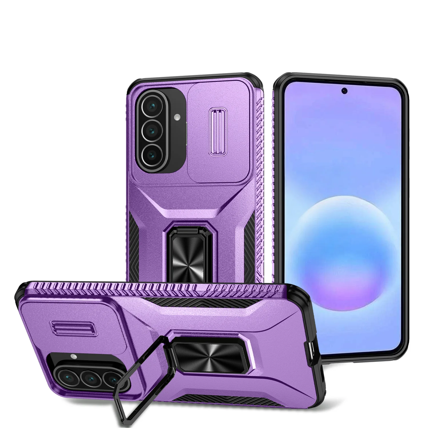 Armor Phone Case for Samsung Galaxy S26Plus S25 S24Ultra FE A35 A55 A54 A34 A26 A36 A56 A57 Sliding Window Lens Protection Cover