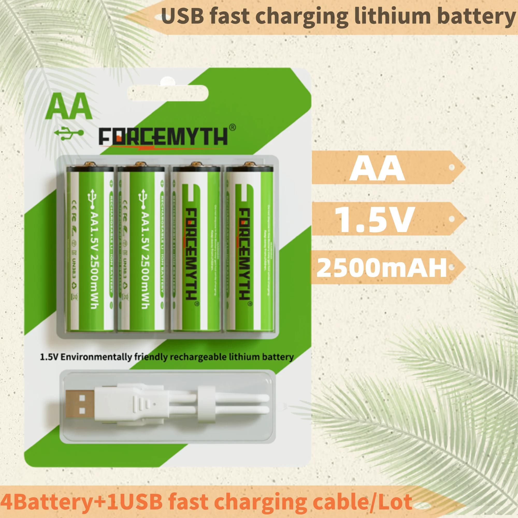 

USB rechargeable lithium battery, 1.5V AA 2500mAh, MP3 player, temperature gun, keyboard, remote control, etc., latest in 2024