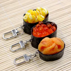 New Simulation Food Key Chains Sushi New Keychain Japanese Cuisine Dinner Breakfast Model Food Mini Bag Pendant Gift for Kids