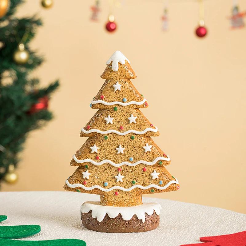 15cm Resin Gingerbread Christmas Tree Ornament Figurines Holiday Decoration Accessories Xmas Gift Table Bookcase Room Decor