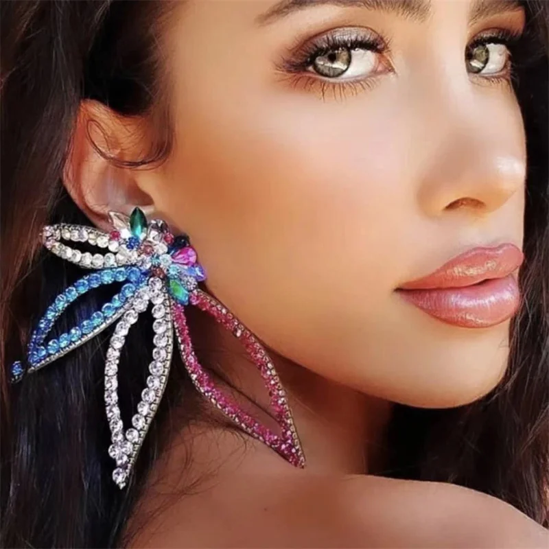 2023 New Sparkling Rhinestone Flower Drop Earrings Earrings for Women Dinner Party Wedding Accessories Fashion Luxury Jewelry