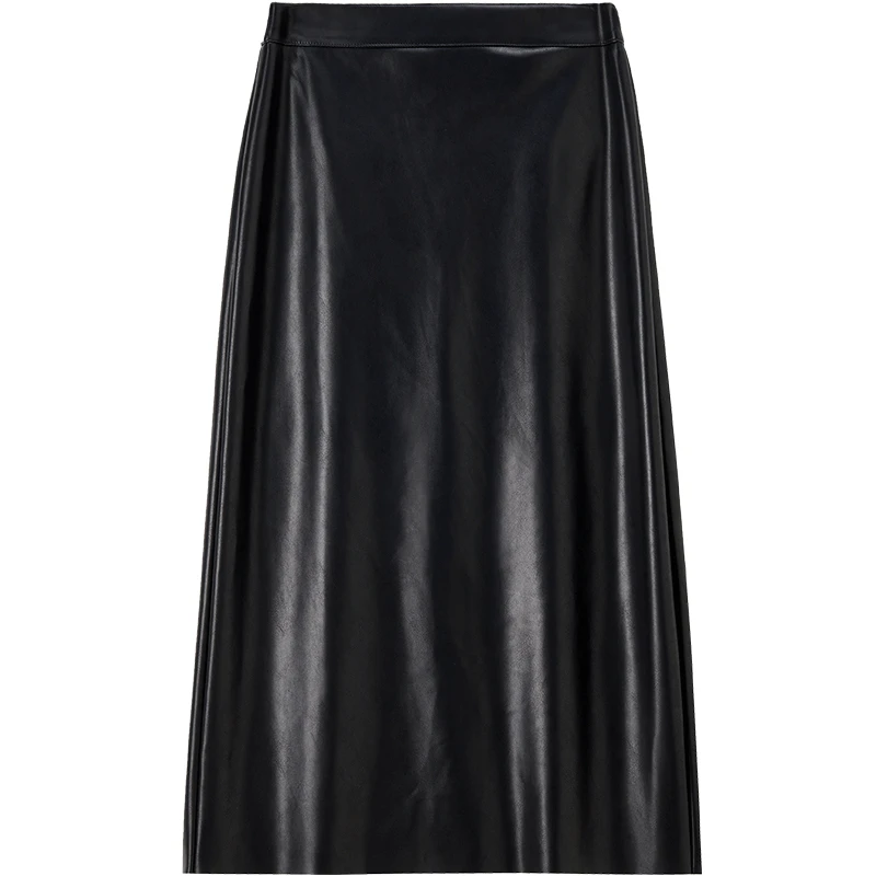 Spódnice ze skóry ekologicznej SENTUBILA, damskie, zimowe 2025, z wysokim stanem, zapinane na zamek, proste, eleganckie, do pracy, midi, długie, model 154QO3965