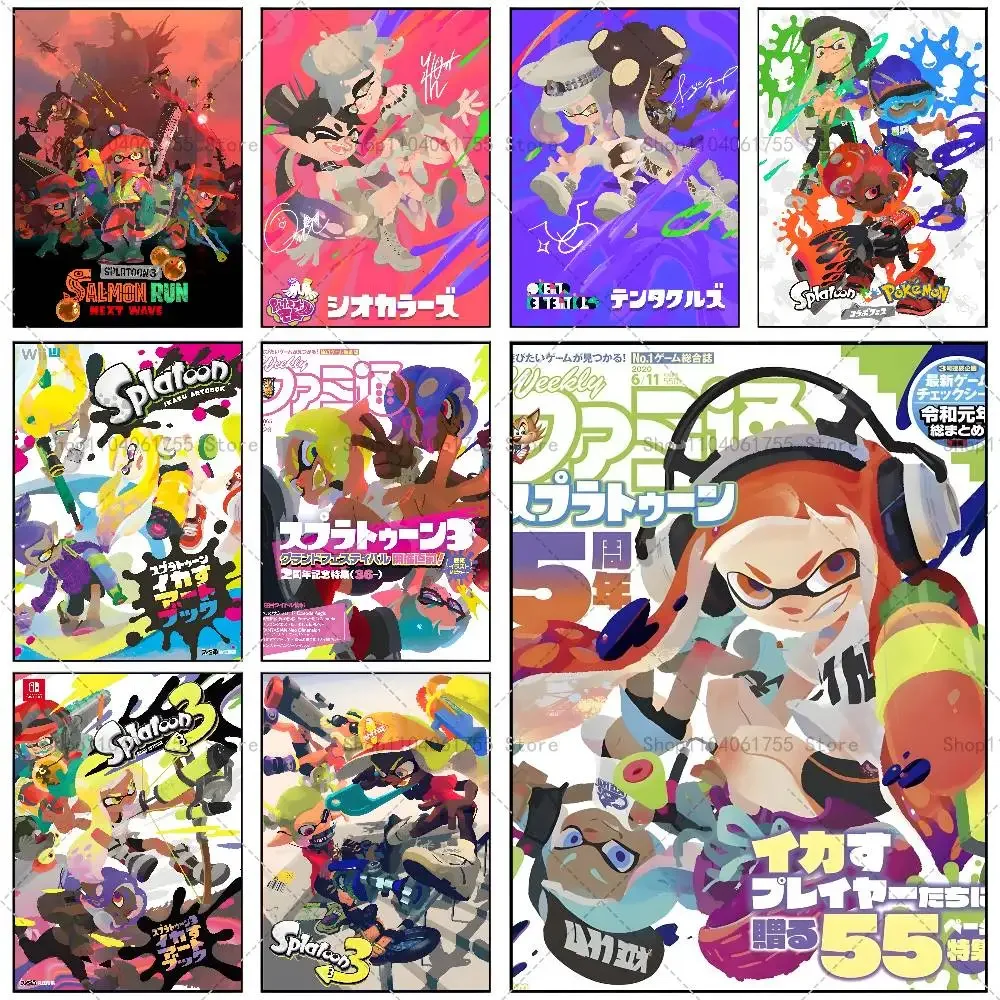 Póster autoadhesivo de Game S-Splatoon 3, pegatina de papel impermeable, decoración de pared para cafetería, Bar, habitación