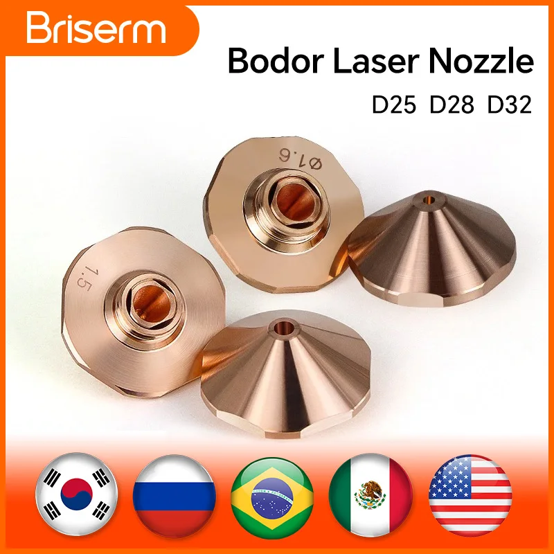 Bodor Laser Nozzle D25 D28 D32 M11 M14 H15 Caliber 1.2 1.4 1.5 1.8 2.0 Single Double Laser Nozzle for Bodor Laser Cutting Head