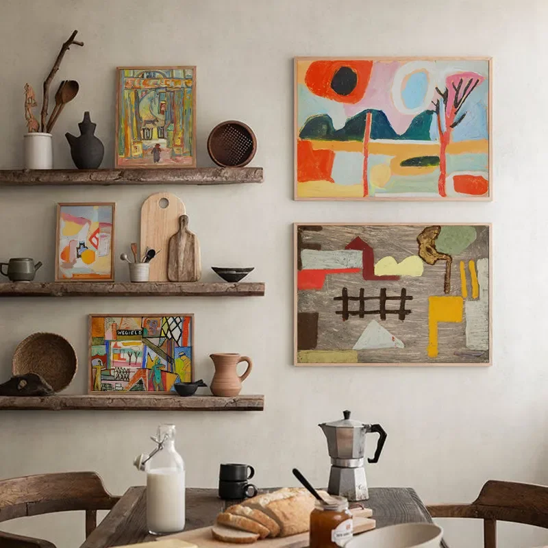 1pc frameless Canvas Painting Sasza Blonder Canvas Poster Abstract Landscape Art Painting Vintage Color Block Still Life Wall De