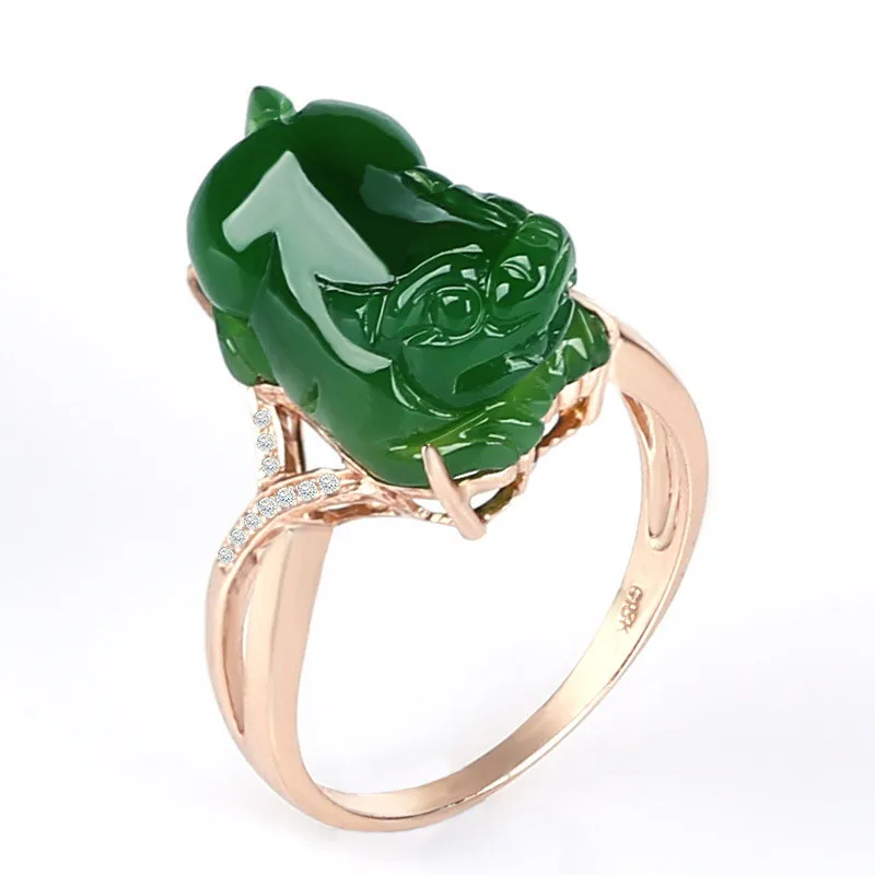 Hetian Jade Espinafre Verde Jasper Anel De Prata, Atacado