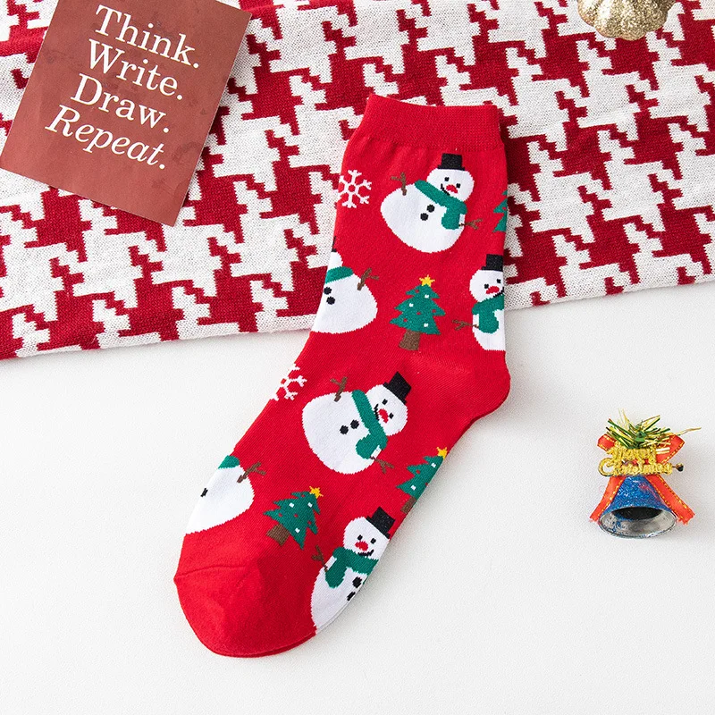 Autumn Winter Socks Christmas Ladies Socks Santa Claus Elk Snowman Gingerbread Man Cartoon Tube  Meias Divertidas Christmas Gift