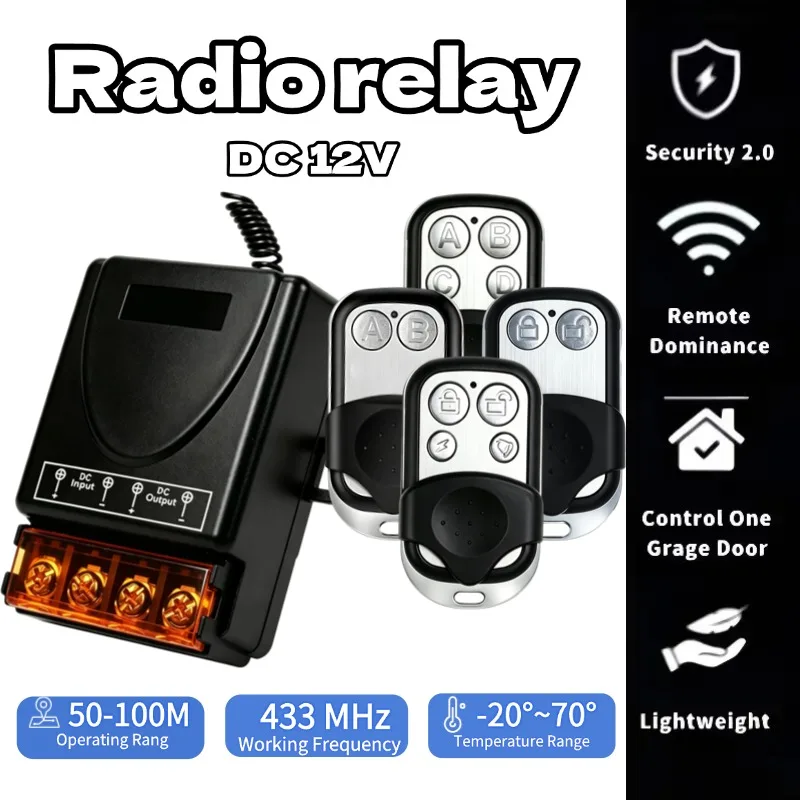 Home Smart RF Wireless Remote Control Switch 433MHz DC 12v 24V 36V 48V 30A Relay for Light Lamp Water Pump Door Access System
