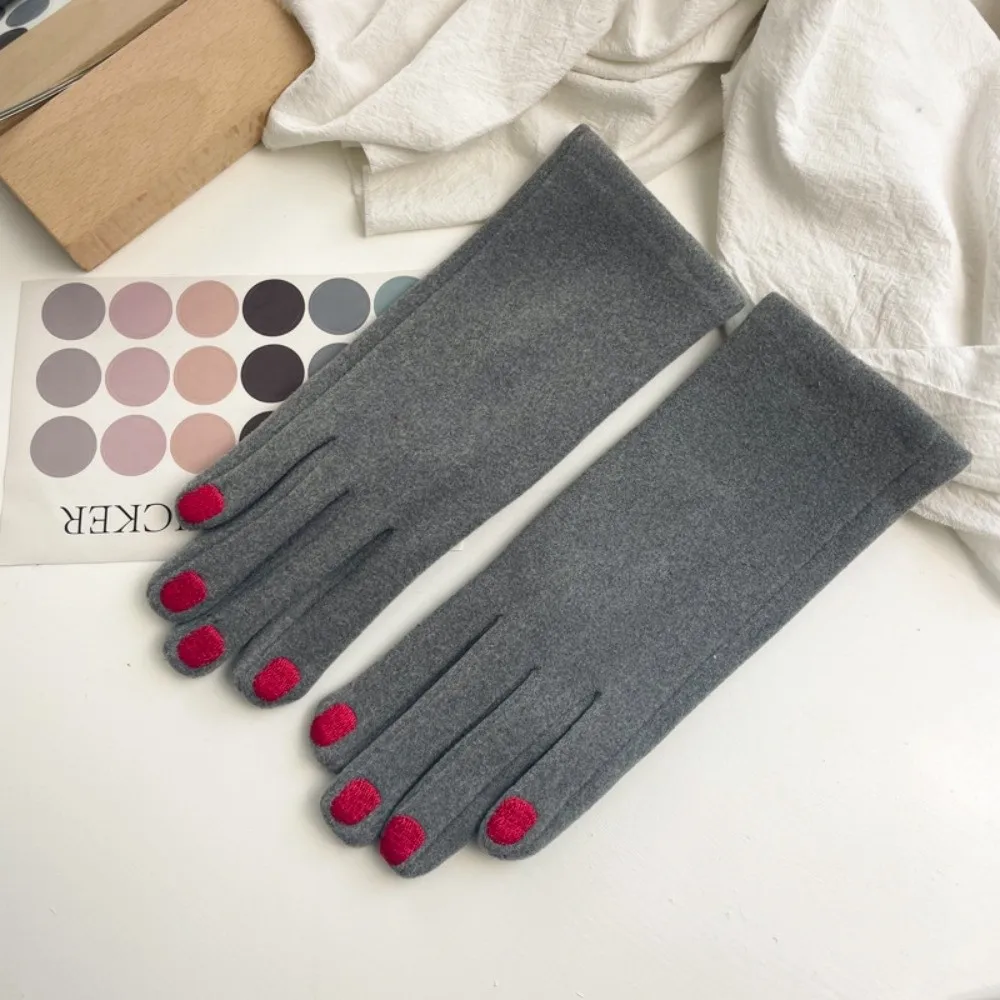 Women's Fashion Touchscreen Nail Polish Gloves Cold Resistant Vintage Split Finger Glove Thickened Windproof Winter Warm Gloves
