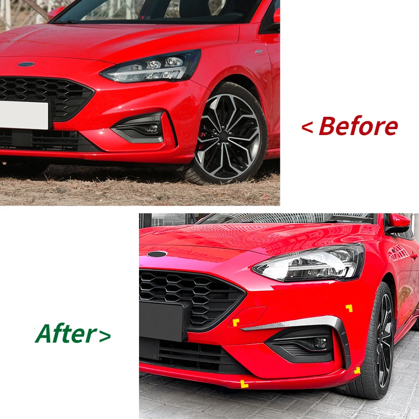 Car Front Bumper Canard Spoiler Diffuser For Ford Focus MK4 ST Line 2019 2020 2021 2022 Splitter Air Vent Trim Body Kits Tuining