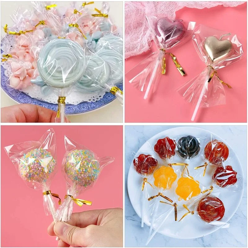 300pcs cake sticks and packaged gold twisted tie set, suitable for lollipops, candies, chocolate cookiesd twisted ties