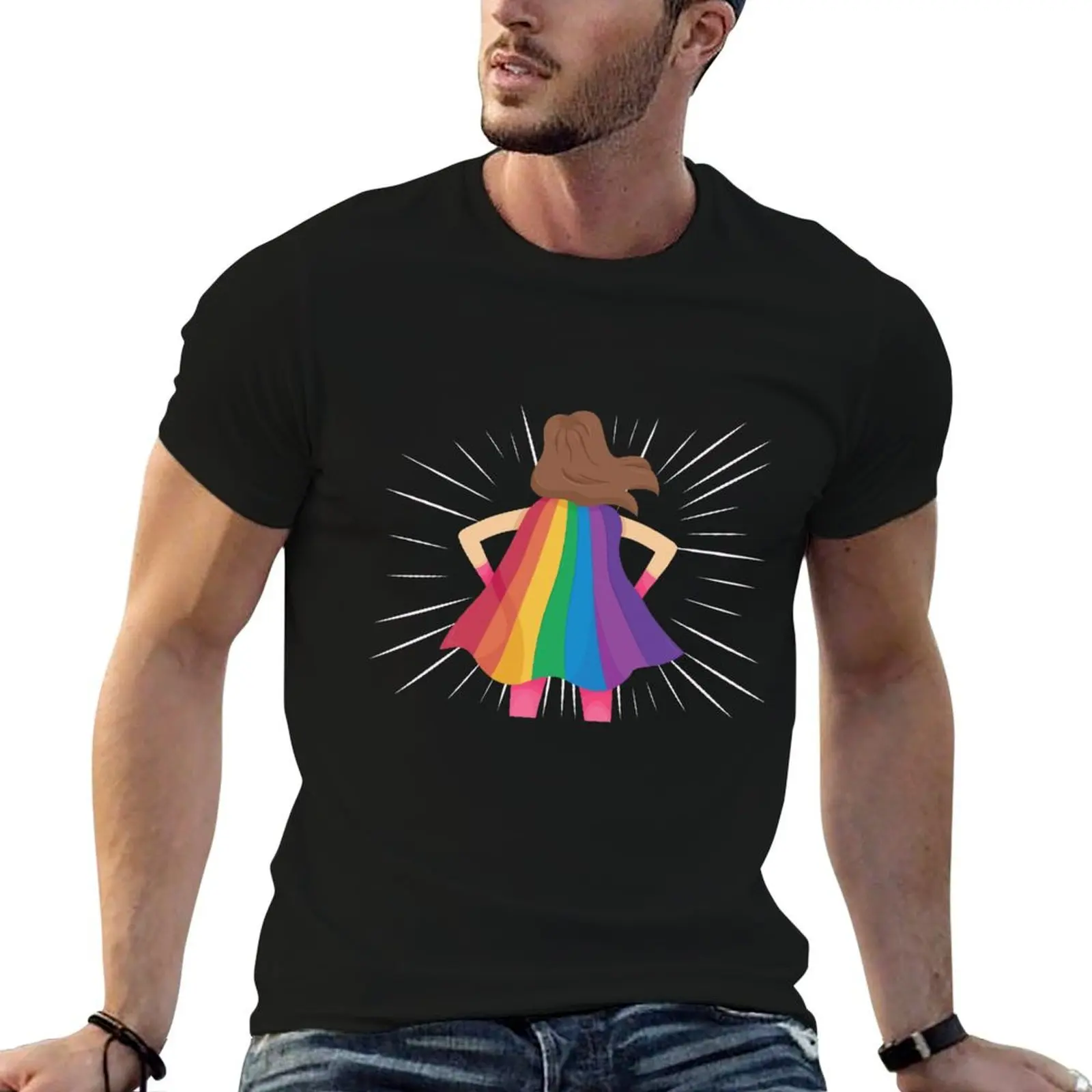 Rainbow super girl T-Shirt blacks graphic tee shirt shirts men graphic