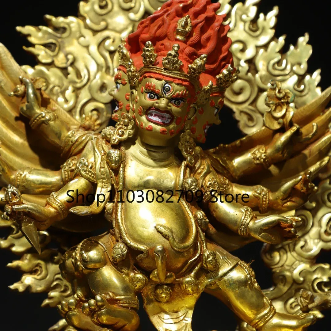 Tibetan brass gilt painted face drawing horse head King Kong Ming Wang Huanxi Buddha statue ornament home Buddhist hall supplies