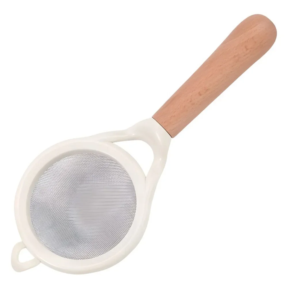 Stainless Steel Flour Sieve Sugar Flour Juice Soybean Milk Foam Filter Wooden Handle Household Kitchen Baking Tools