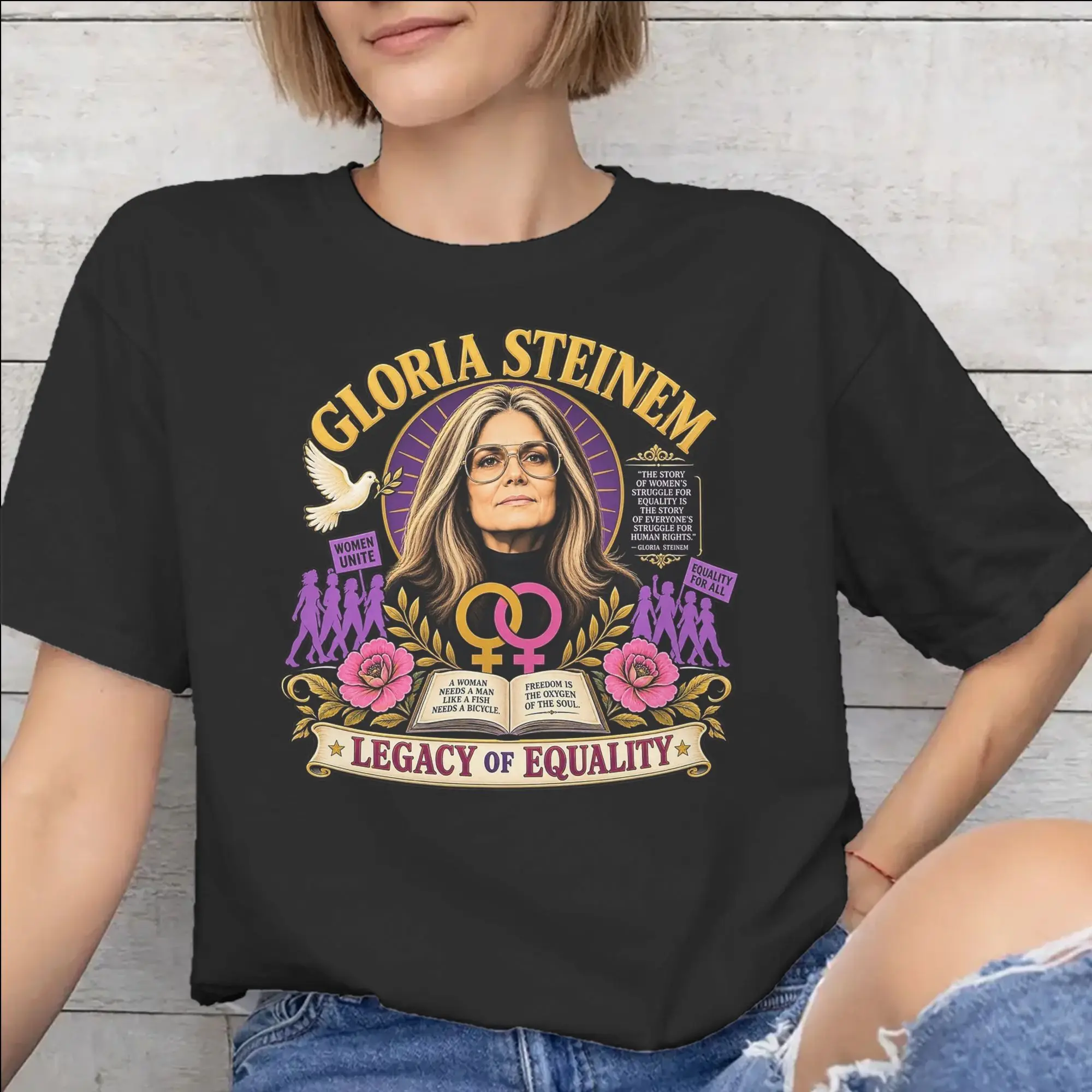 RIP Gloria Steinem  Outfit Men Women T Shirt Cotton Tee Graphic Printed  T-shirt Clothes