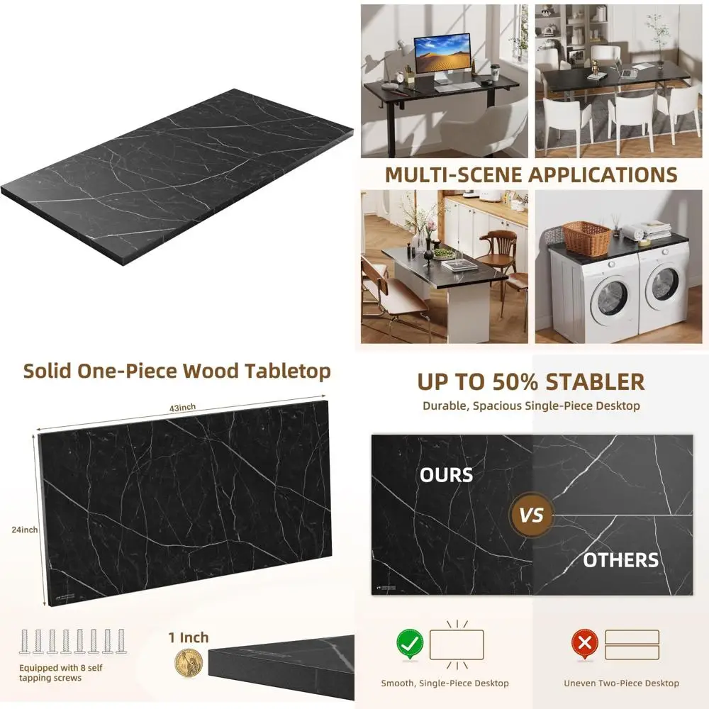 منضدة عمل مستطيلة من ألواح الجسيمات مقاس 43 × 24 - مكتب خشبي عالمي من قطعة واحدة للمكاتب الدائمة والمكاتب المنزلية