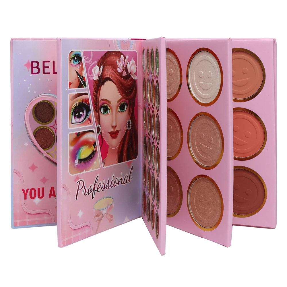 BELZGMEE Multicolor Eye Shadow Palette Book Highlighter Blush Eyeshadow Professional Makeup for Eyes Face Festival Show Cosmetic