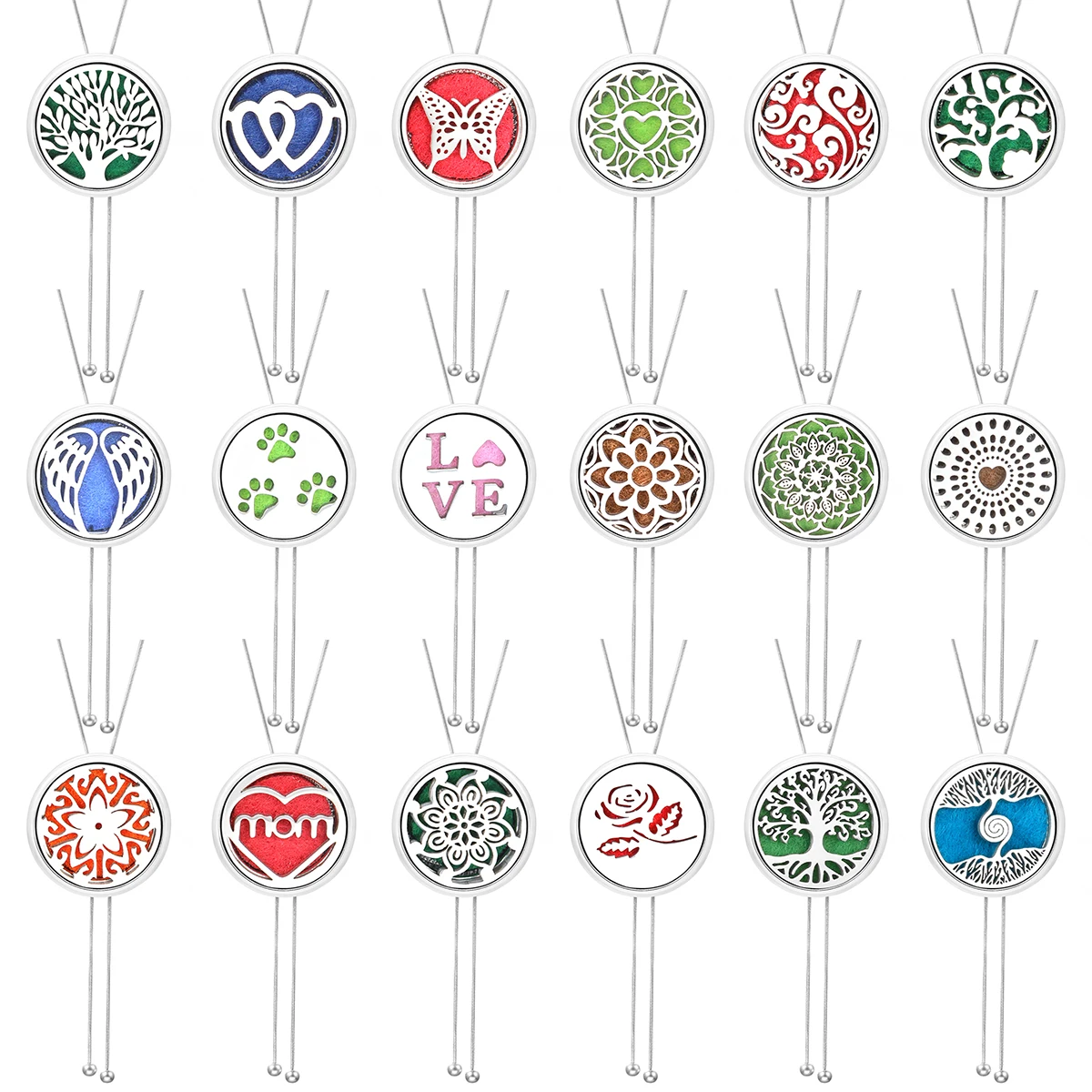 New Insert Gasket Aromatherapy Perfume Locket Pendant Adjustable Various Patterns Essential Oil Diffuser Tassel Necklace Jewelry
