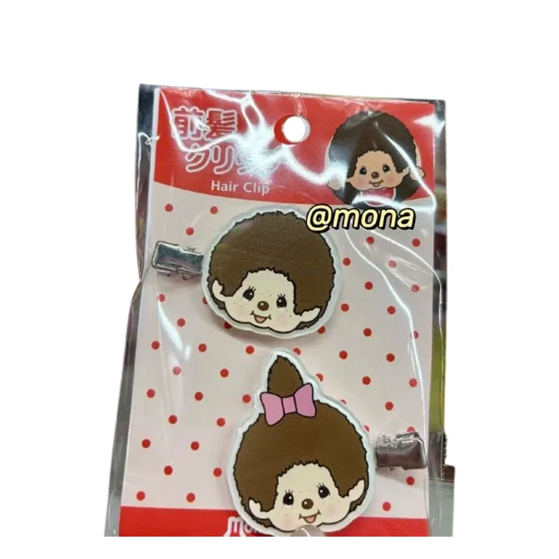 Kawaii Monchhichi 아크릴 헤어 클립 4Pcs 귀여운 만화 원숭이 머리핀 여자를위한 달콤한 헤어 액세서리 여자