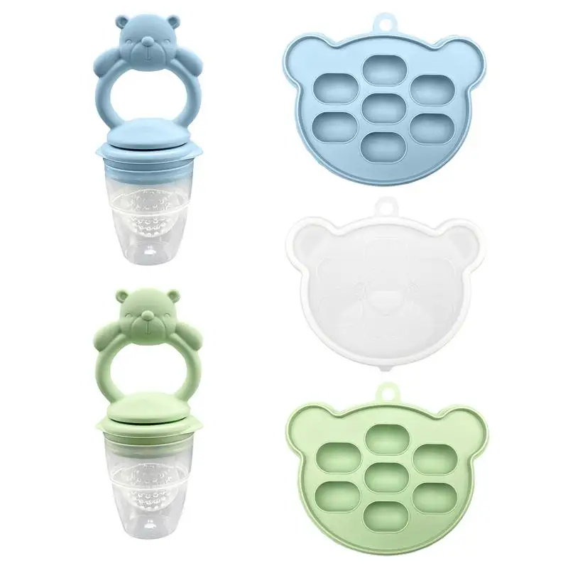 Baby Fruit Feeder Pacifier Baby Food Freezer Tray With Lid Dishwasher Safe Breastmilk Popsicle Molds Silicone Teething Toys For