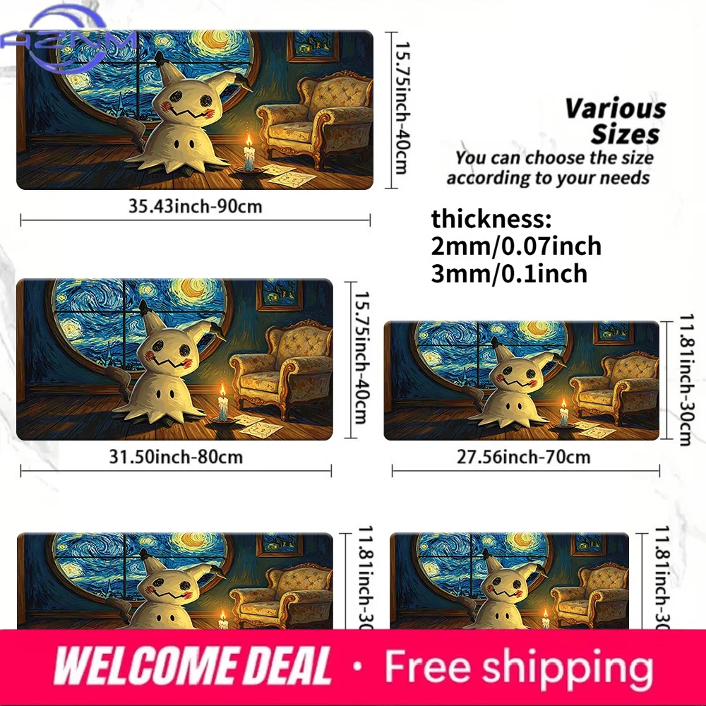 

Mimikyu Starry Night Vintage Room Gaming Mouse Pad, Non-Slip Rubber Desk Mat