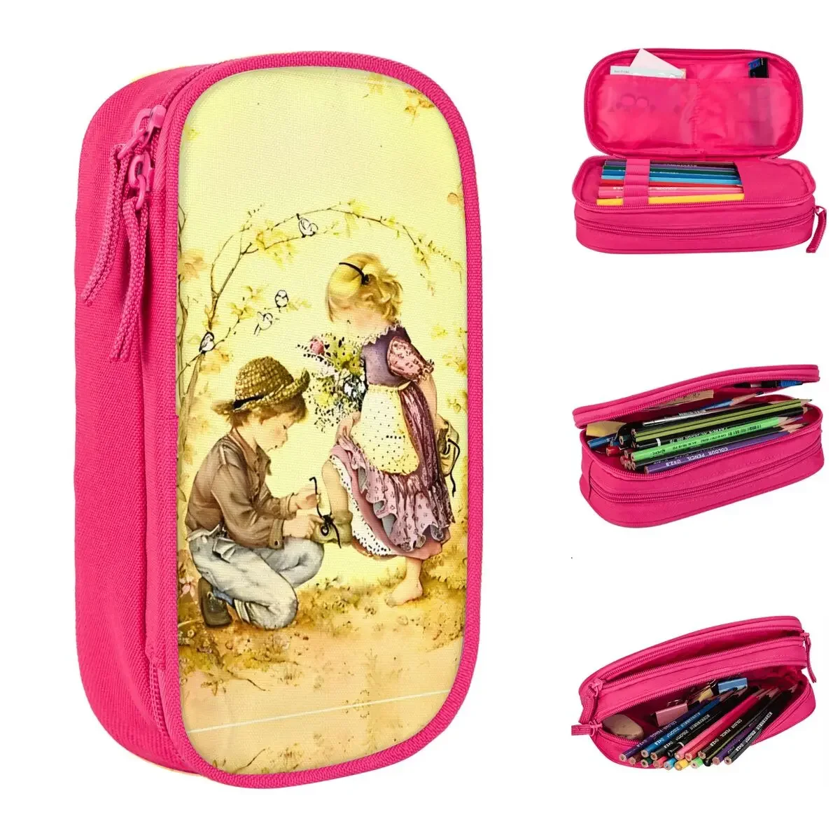 Sarah Kay Retro Pencil Cases Pen Bag Girl Boy Large Storage Students School Cosmetic Pencilcases