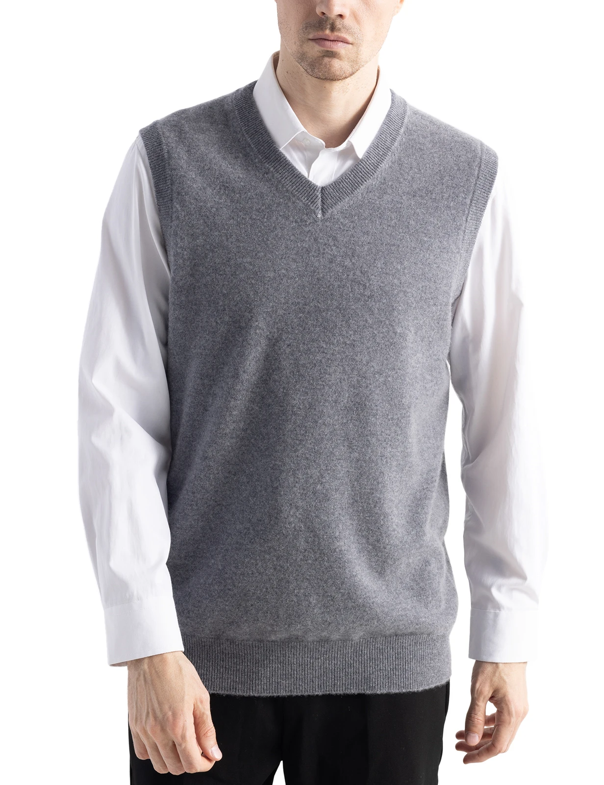 Men's Cashmere Knit Vest 100% Merino Wool Sweater for Mens Knit Vest Knitted Fall Winter Soft Sleeveless Top Warm Pullover Basic