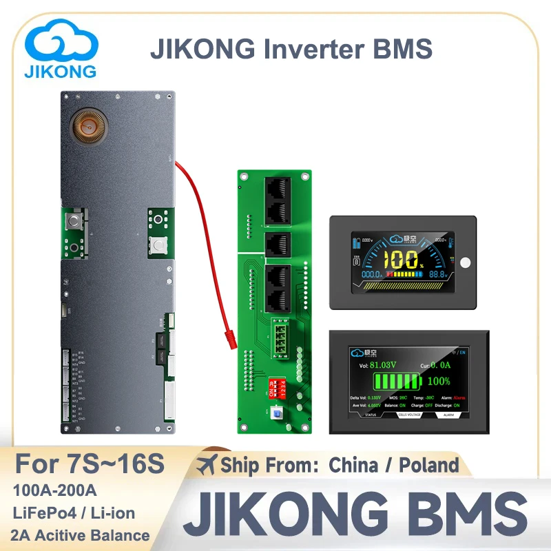 JIKONG Smart Inverter BMS 24V 48V 100A-200A 8S-16S Lifepo4/Li-ion/LTO Home Energy Storage Active balancer 1A 2A Smart Active BMS