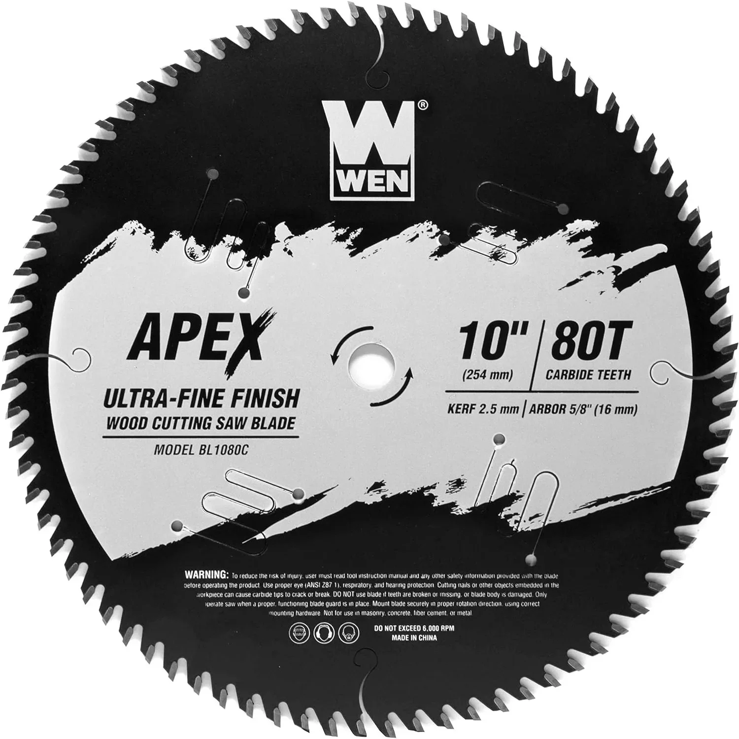 BL1080C Apex 10-In 80-Tooth Carbide-Tipped Ultra-Fine-Finish Industrial-Grade Woodworking Saw Blade w/ Cool-Cut Coating