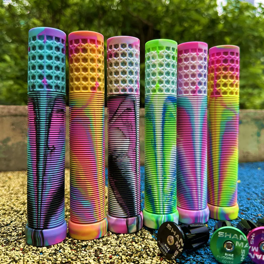 Ultra-light Extended 16CM Mixed-color Bicycle Handlebar Cover Striped Rubber Anti-slip Soft Handle Bike Grip Handle Q350