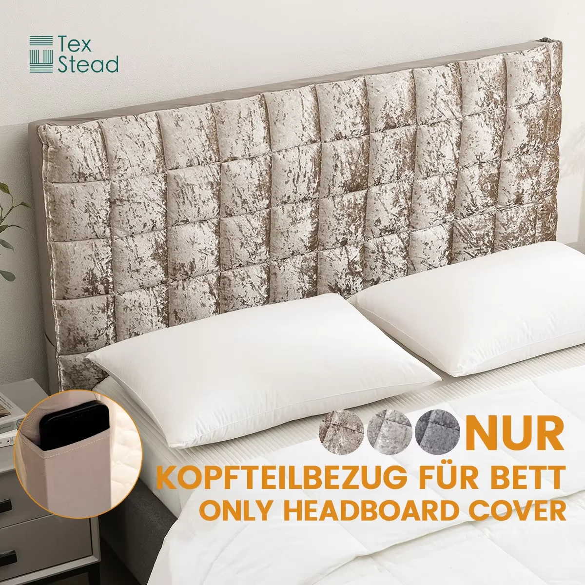 Ice Flower Velvet Headboard Cover,Full Wrap Dustproof Protector,Thick Knitted Polyester,Soft Solid Bed Shield