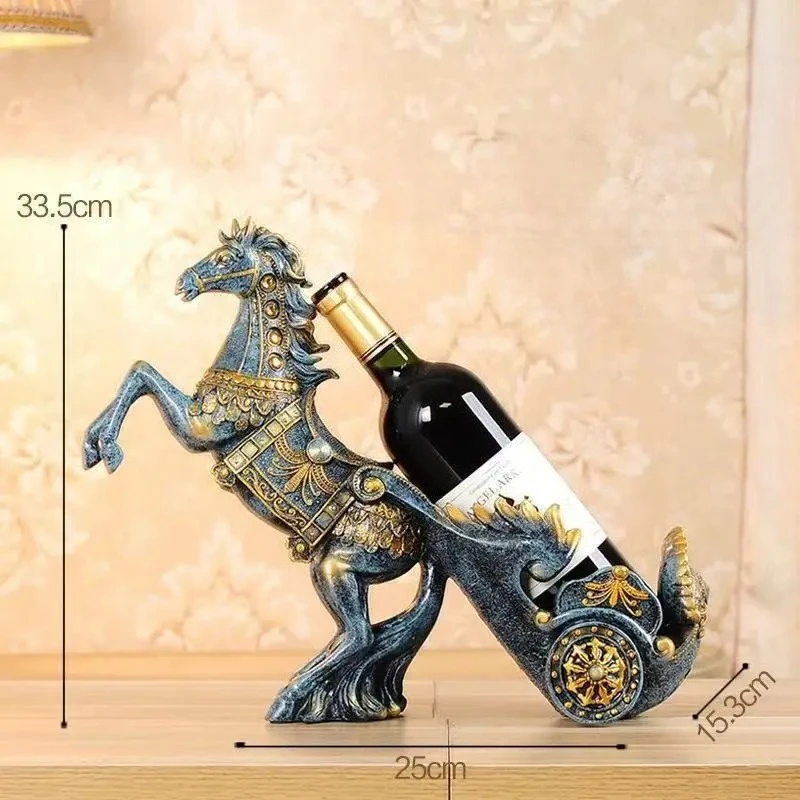 Wine Bottle Holder Decorative Wine Racks Tabletop Display Horse Resin Sculpture Figurines for Kitchen Bar Cellar Decor Organizer