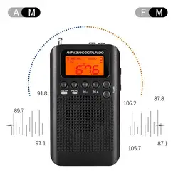 Recarregável Mini Rádio Estéreo com Motorista Speaker, Bolso AM Rádio FM, Display Digital Radio-Frequency, Novo