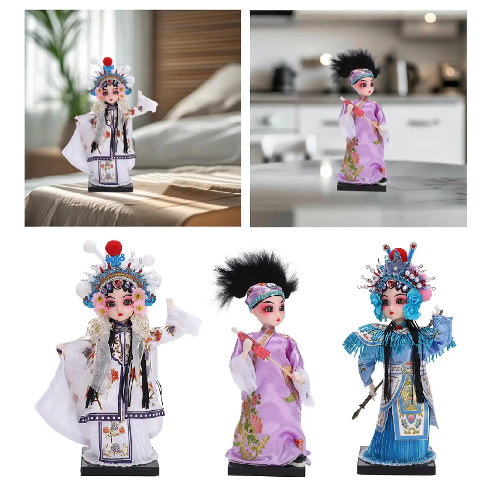 Peking Opera Sculpture Gift Chinese Doll Statue for Housewarming Desk Indoor