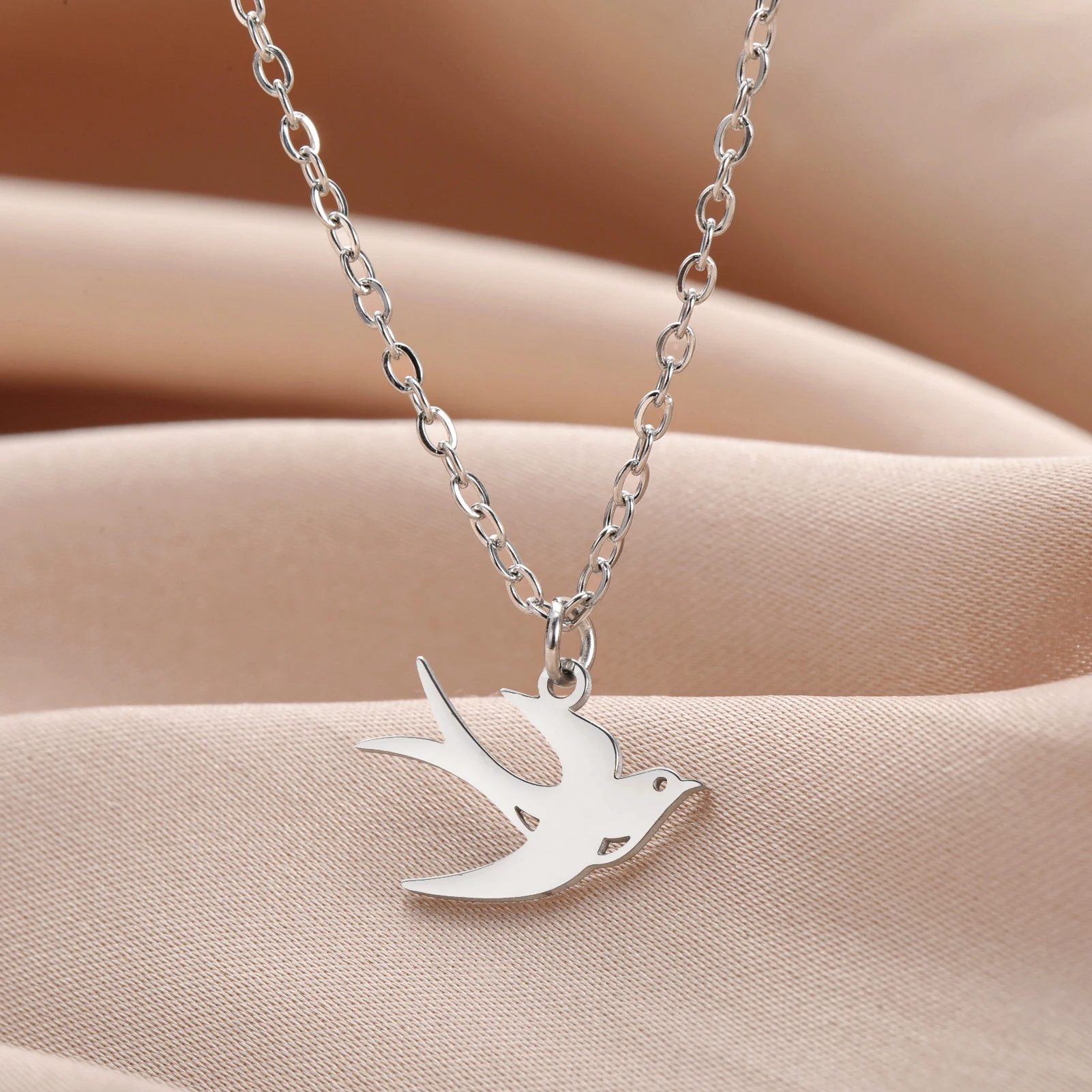 Swallow Pendant Stainless Steel Necklace Men's And Women's Fashionable Animal Inspired Jewelry Gift Super Natural Inspiration view 3