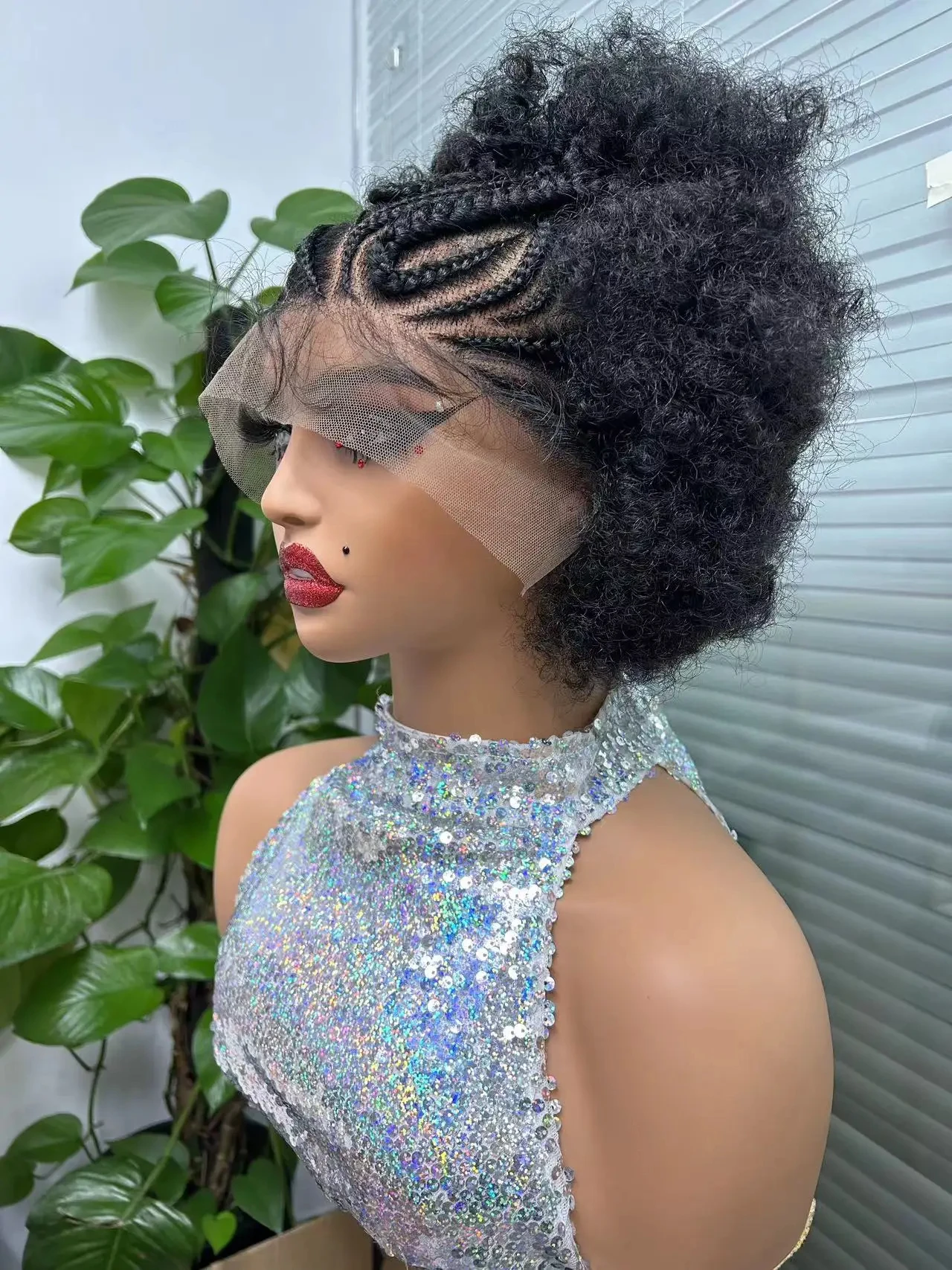 

Braided Afro Kinky Curly Wigs Synthetic Lace Front Wig Braids Wig For Black Women Wig Short Bob Afro Curly Hair Wigs Natural